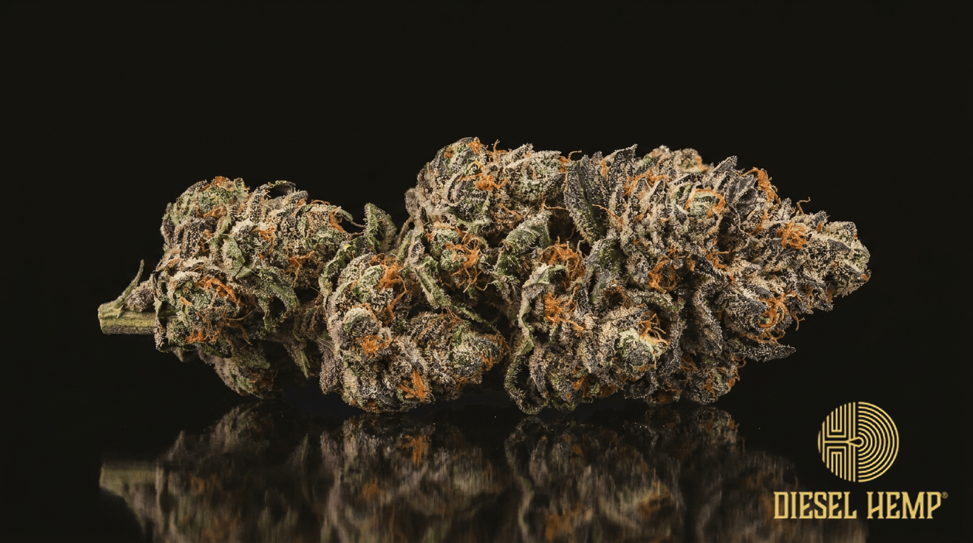 Candy Punch cannabis flower buds on black background — Diesel Hemp