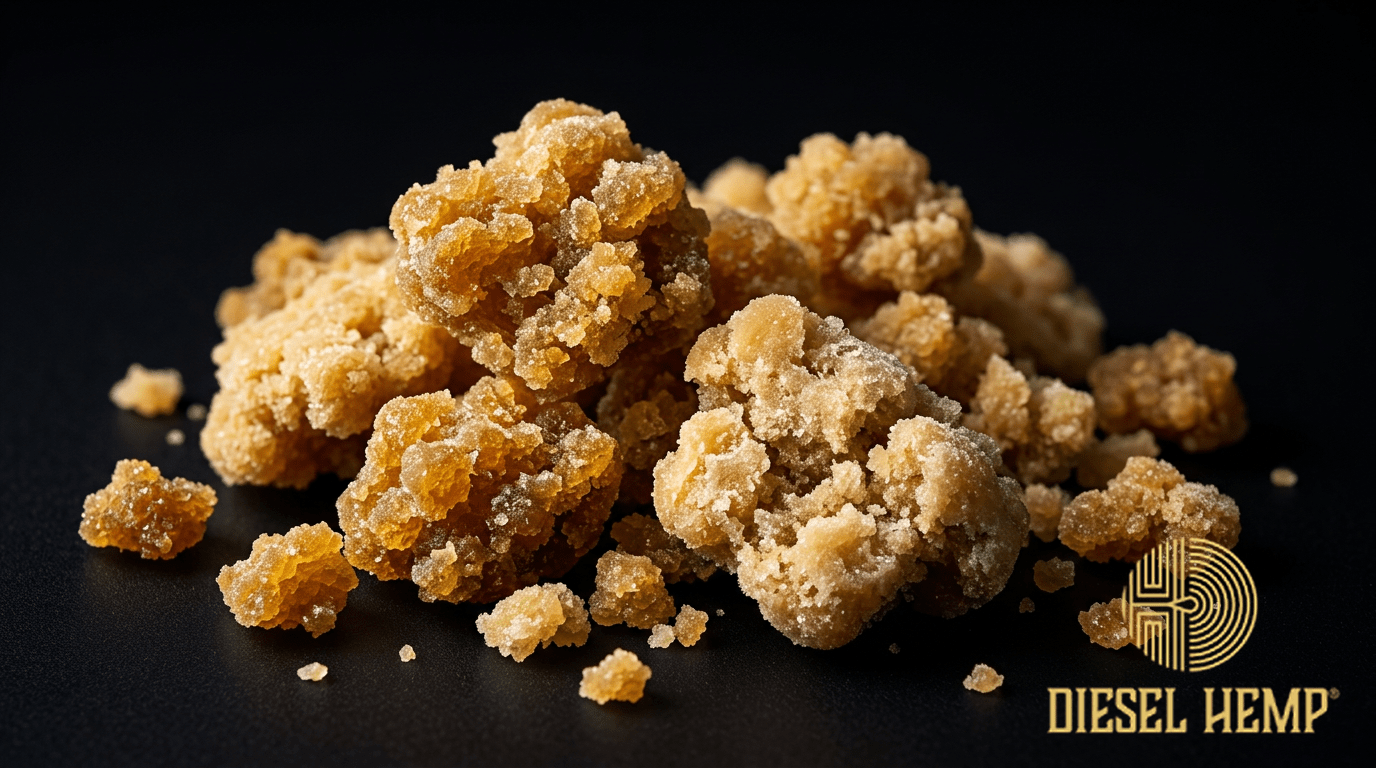 Crumble Wax — golden cannabis concentrate crumble with crystalline structure | Diesel Hemp