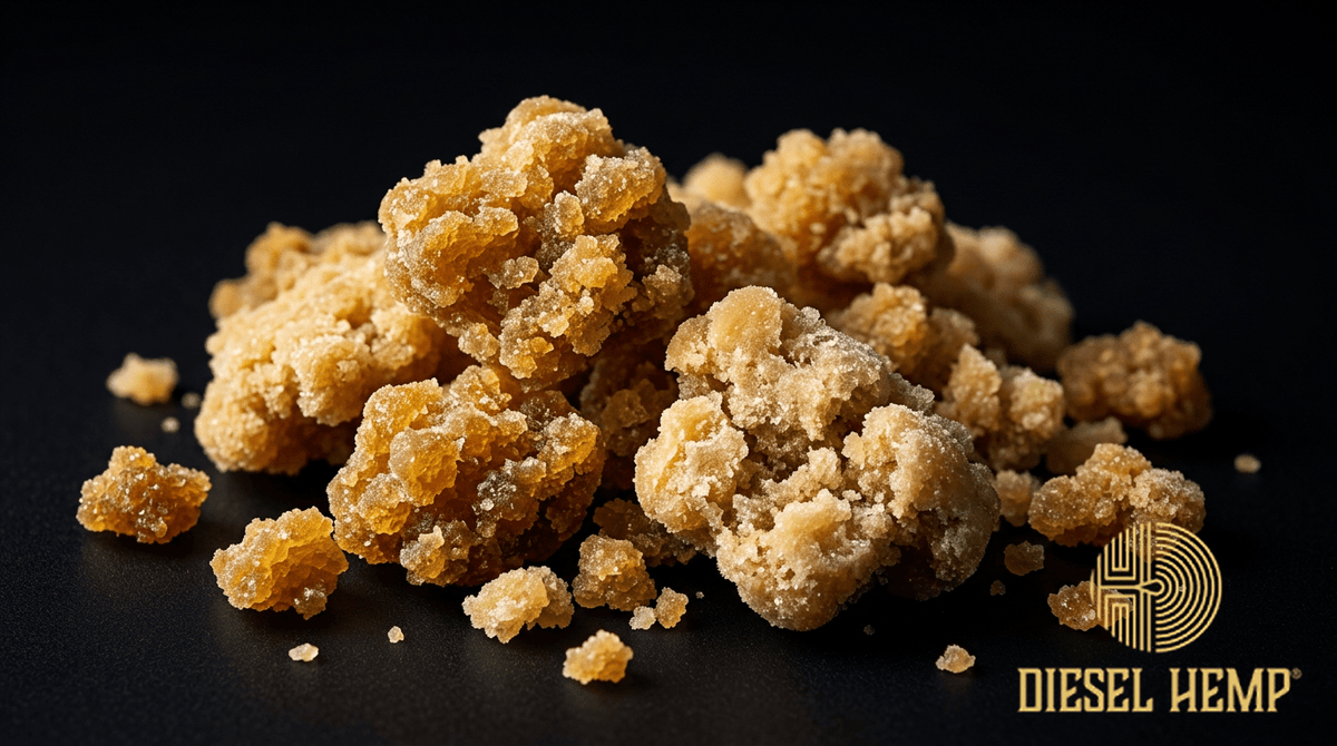 Crumble Wax — golden cannabis concentrate crumble with crystalline structure | Diesel Hemp