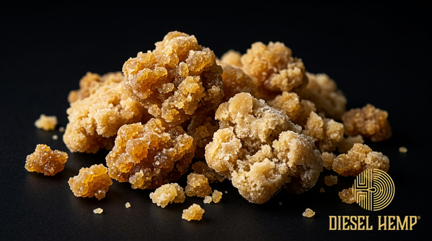 Crumble Wax — golden cannabis concentrate crumble with crystalline structure | Diesel Hemp