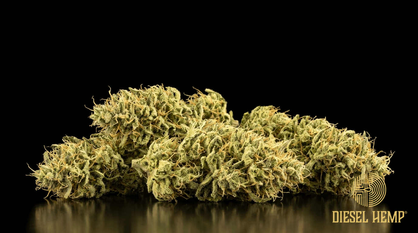 Haze cannabis flower buds on black background — Diesel Hemp