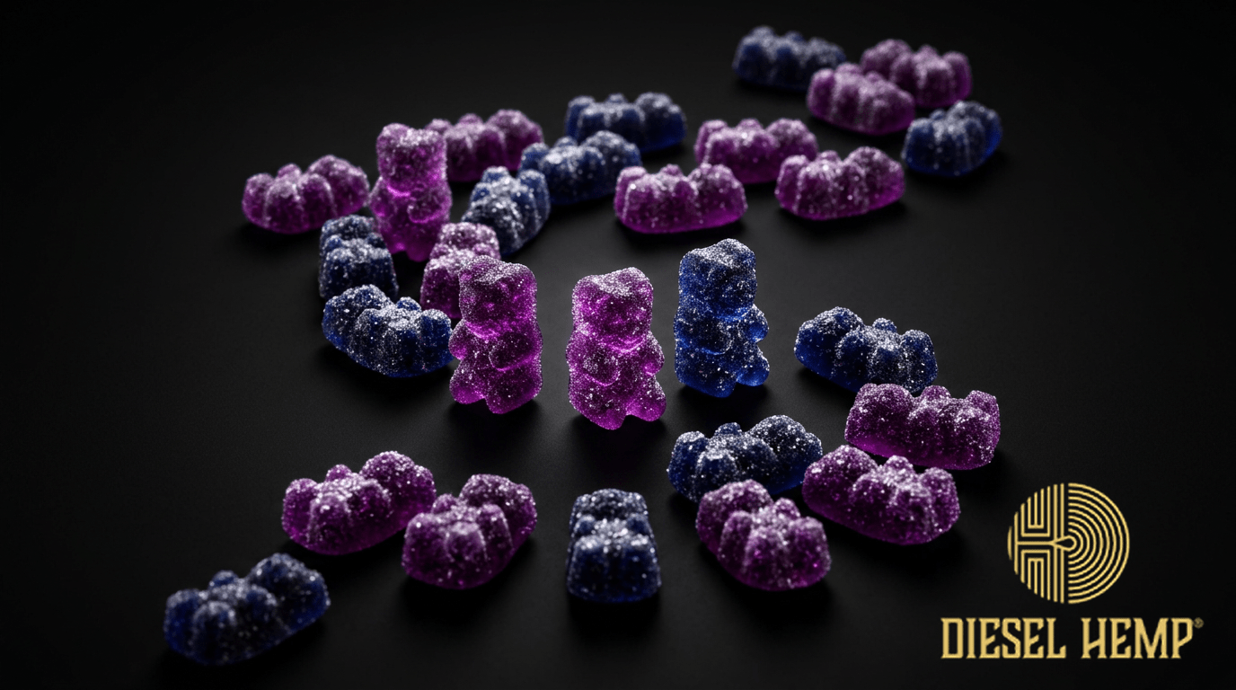 Indica Gummies — deep purple jewel-toned indica cannabis gummies | Diesel Hemp