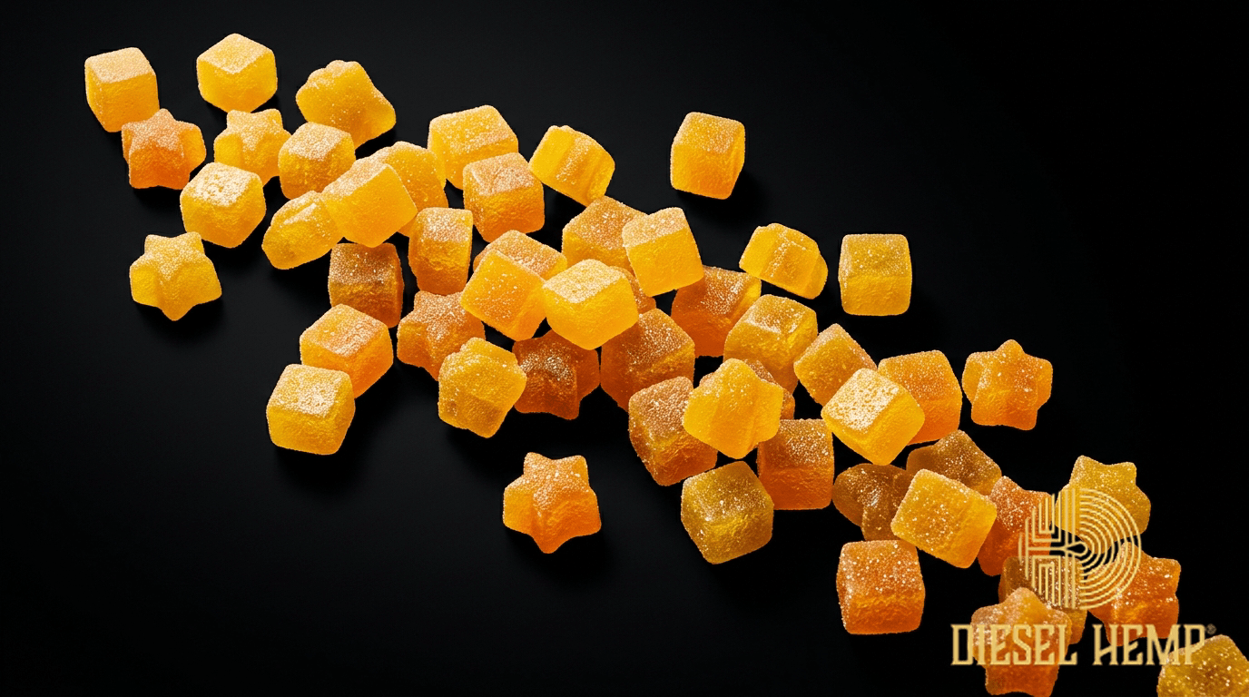 Sativa Edibles — bright golden orange energetic cannabis edibles | Diesel Hemp