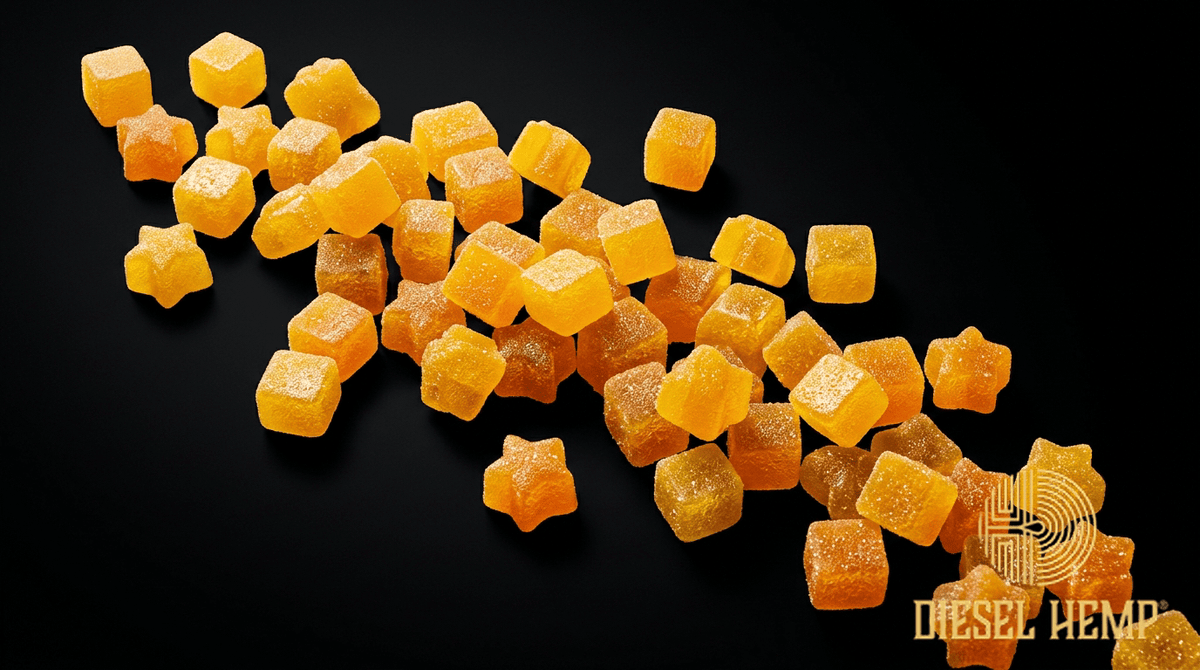 Sativa Edibles — bright golden orange energetic cannabis edibles | Diesel Hemp