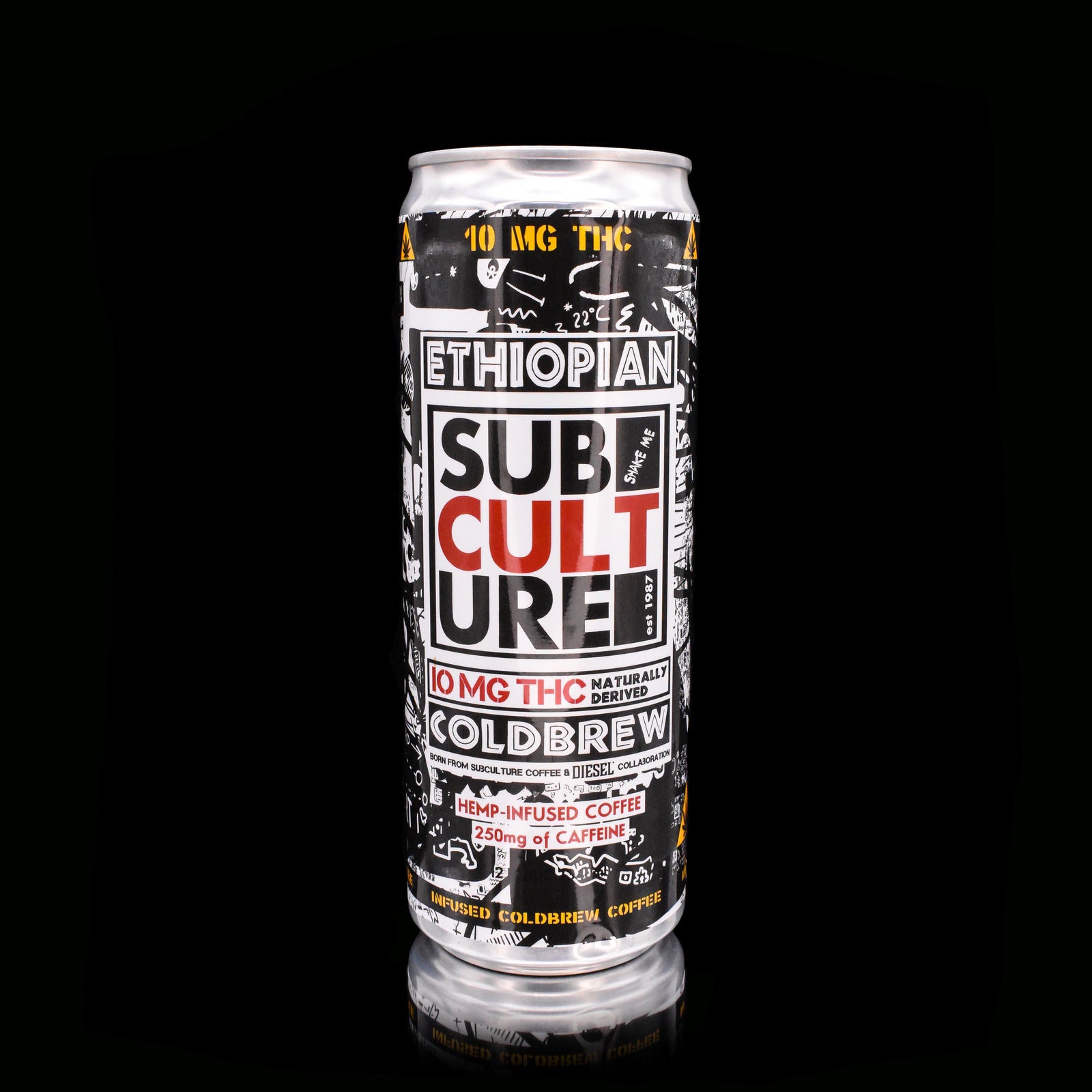 Subculture 10mg THC black cold brew coffee can 12 pack